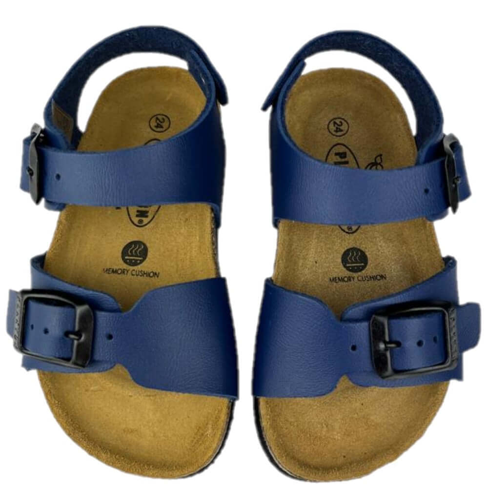 Sandalias PLAKTON Azul Marino Niño | Piel Memory Cushion Tallas 24-35