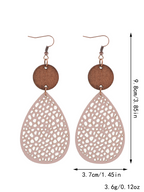Eliana - Pendientes Colgantes Calados de Cuero PU Estilo Vintage