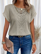 Ariana - Blusa con Cuello Redondo y Ribete de Encaje