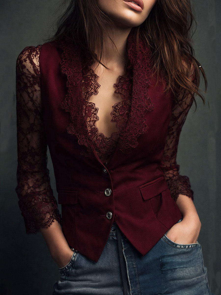 Córdoba | Blazer Negro con Mangas Semitransparentes
