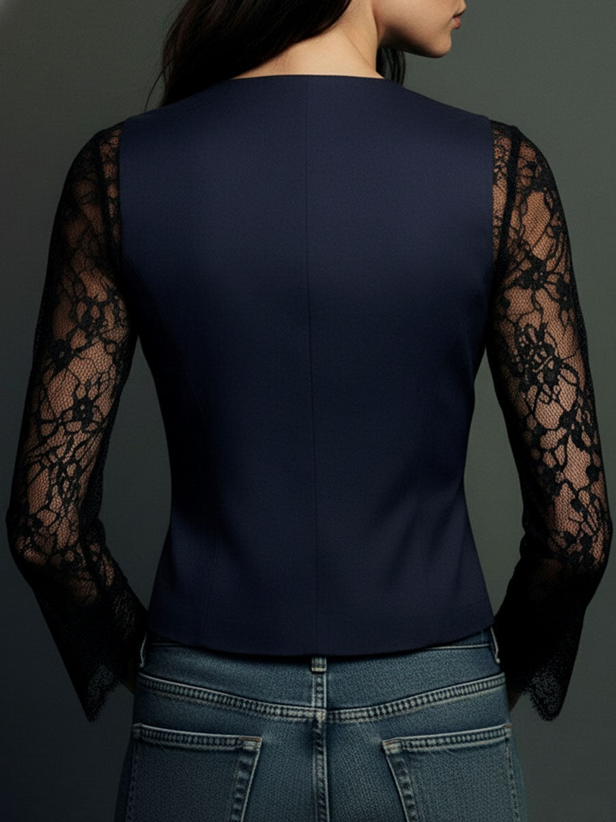 Córdoba | Blazer Negro con Mangas Semitransparentes