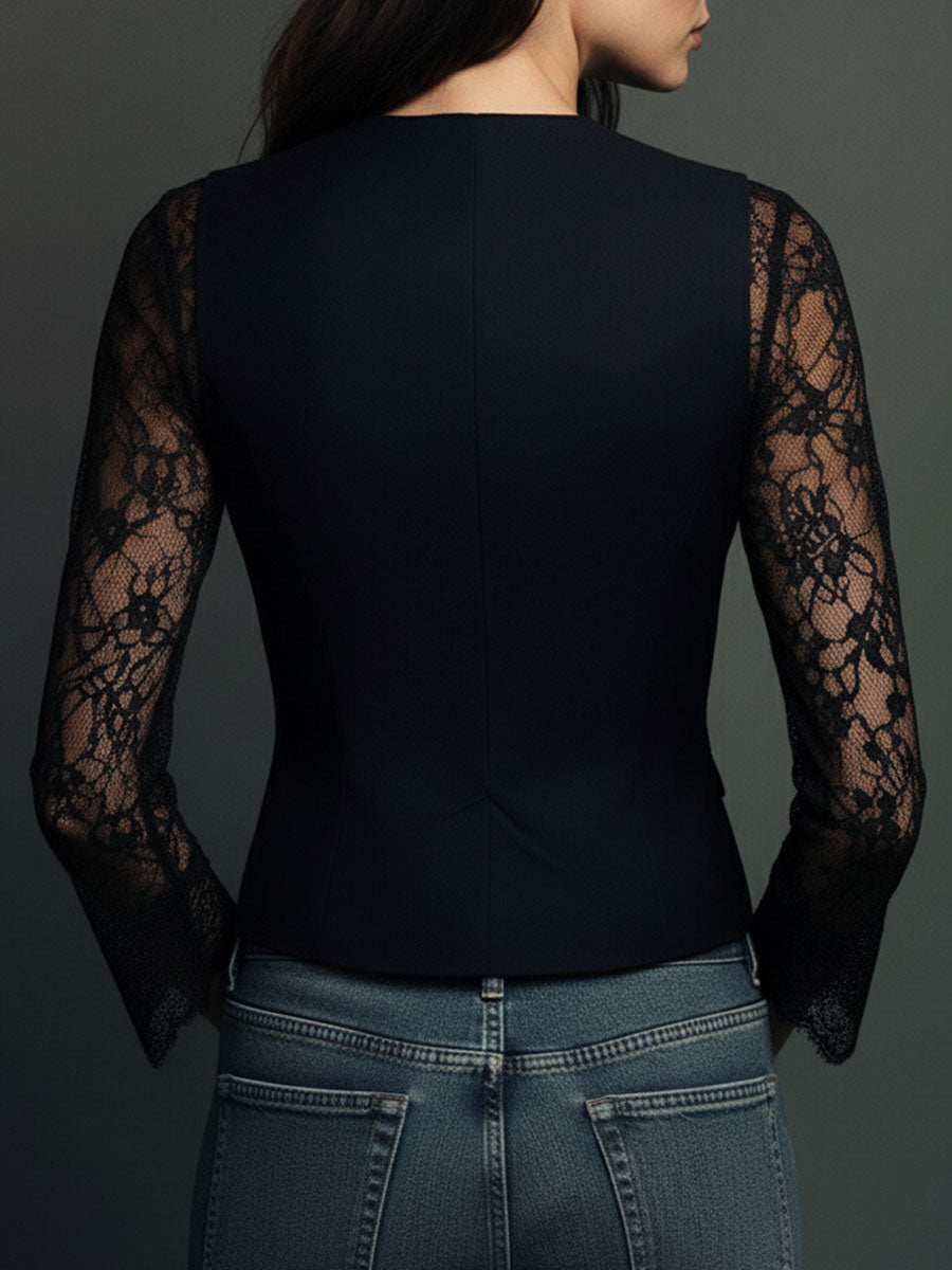 Córdoba | Blazer Negro con Mangas Semitransparentes
