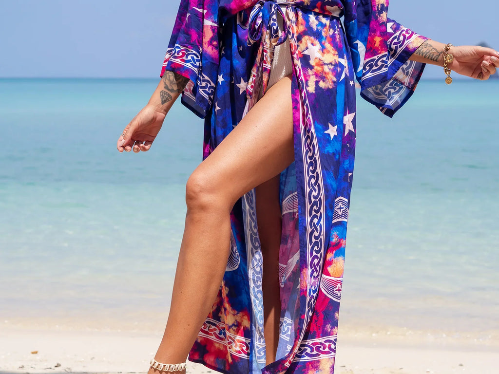 Calpe | Kimono Versátil Tejido Japonés · Azul Estelar