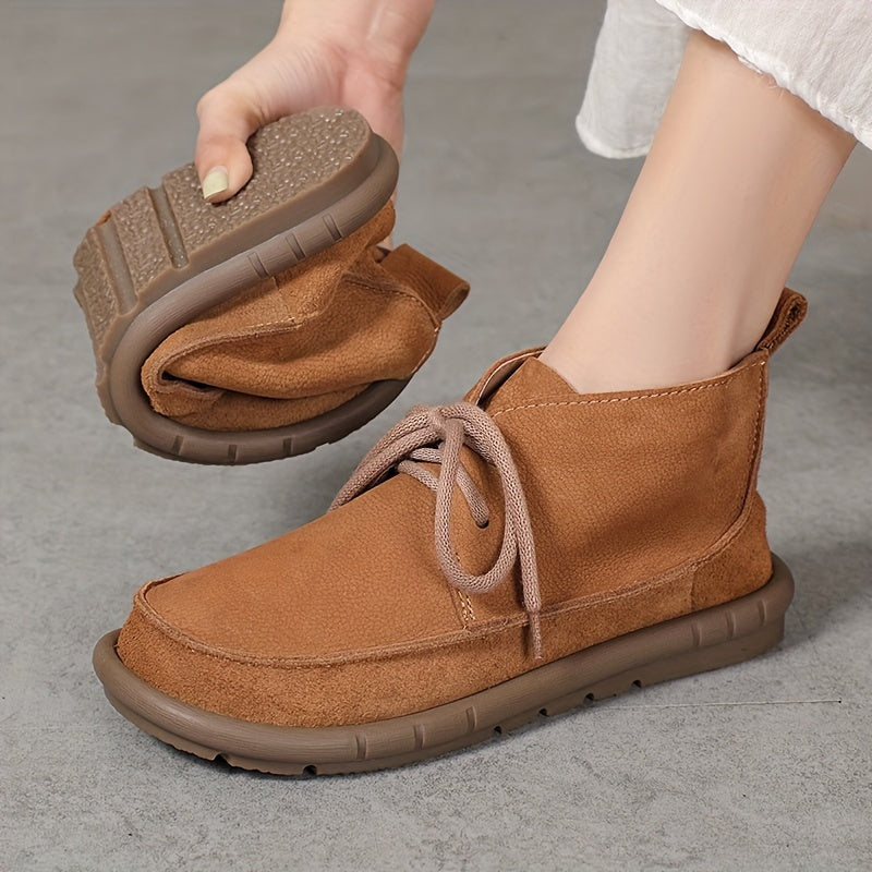 Botas de tobillo de cuero con cordones