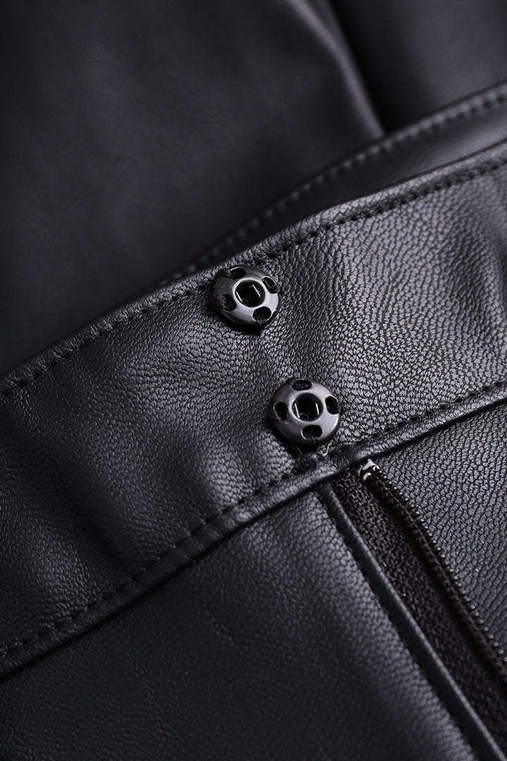 Pantalón Recto de Cuero Sintético