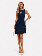 Vestido Mini Elegante Sin Mangas con Recorte
