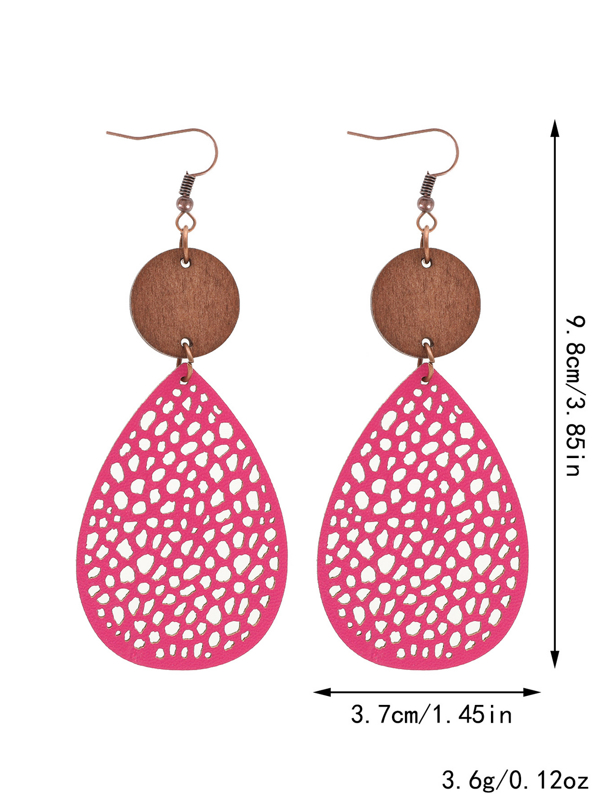 Eliana - Pendientes Colgantes Calados de Cuero PU Estilo Vintage