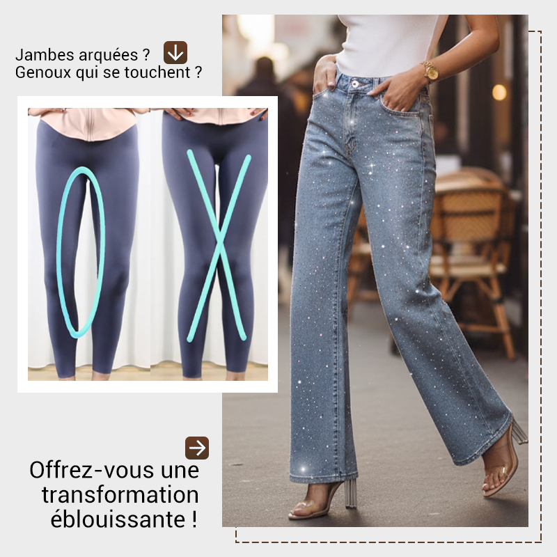 Jeans de Pernera Recta con Strass