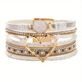 Georgia - Pulsera de Cuero Bohemia Multicapa con Corazón