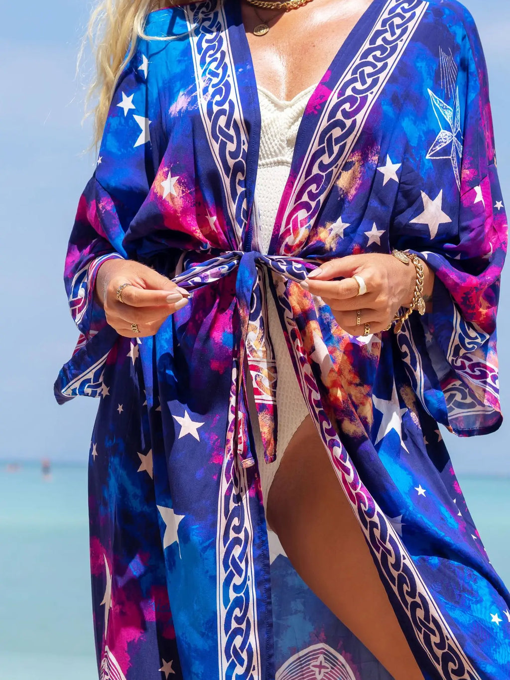 Calpe | Kimono Versátil Tejido Japonés · Azul Estelar