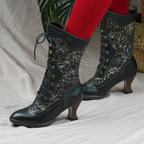Willow - Botas a la Media Pantorrilla de Elegancia Victoriana