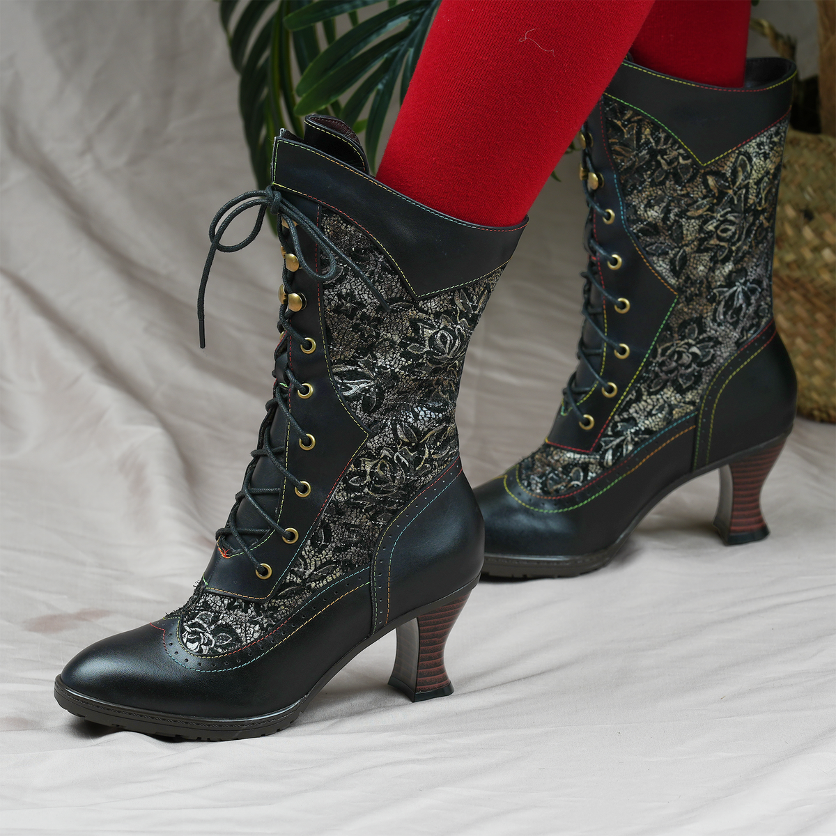 Willow - Botas a la Media Pantorrilla de Elegancia Victoriana