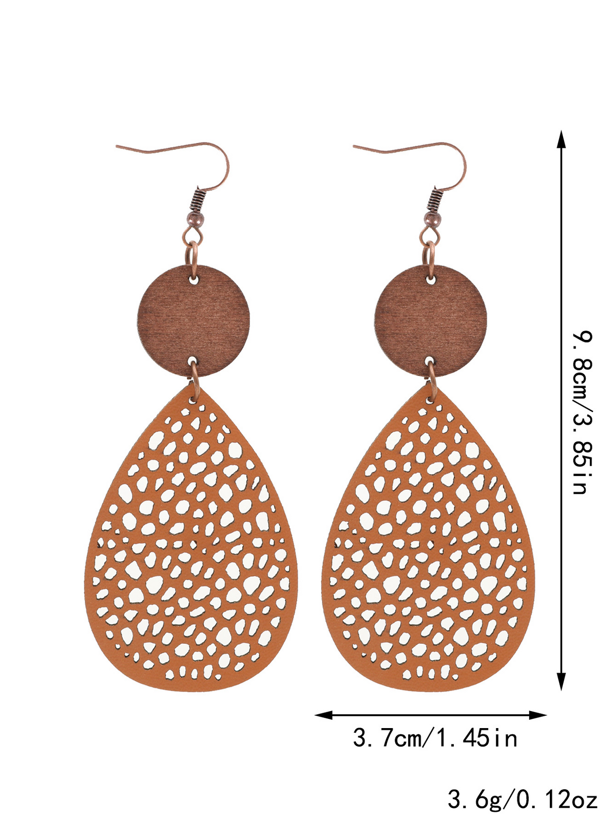 Eliana - Pendientes Colgantes Calados de Cuero PU Estilo Vintage