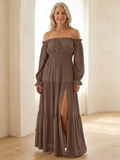 Adira | Vestido Maxi Off-Shoulder con Fruncido