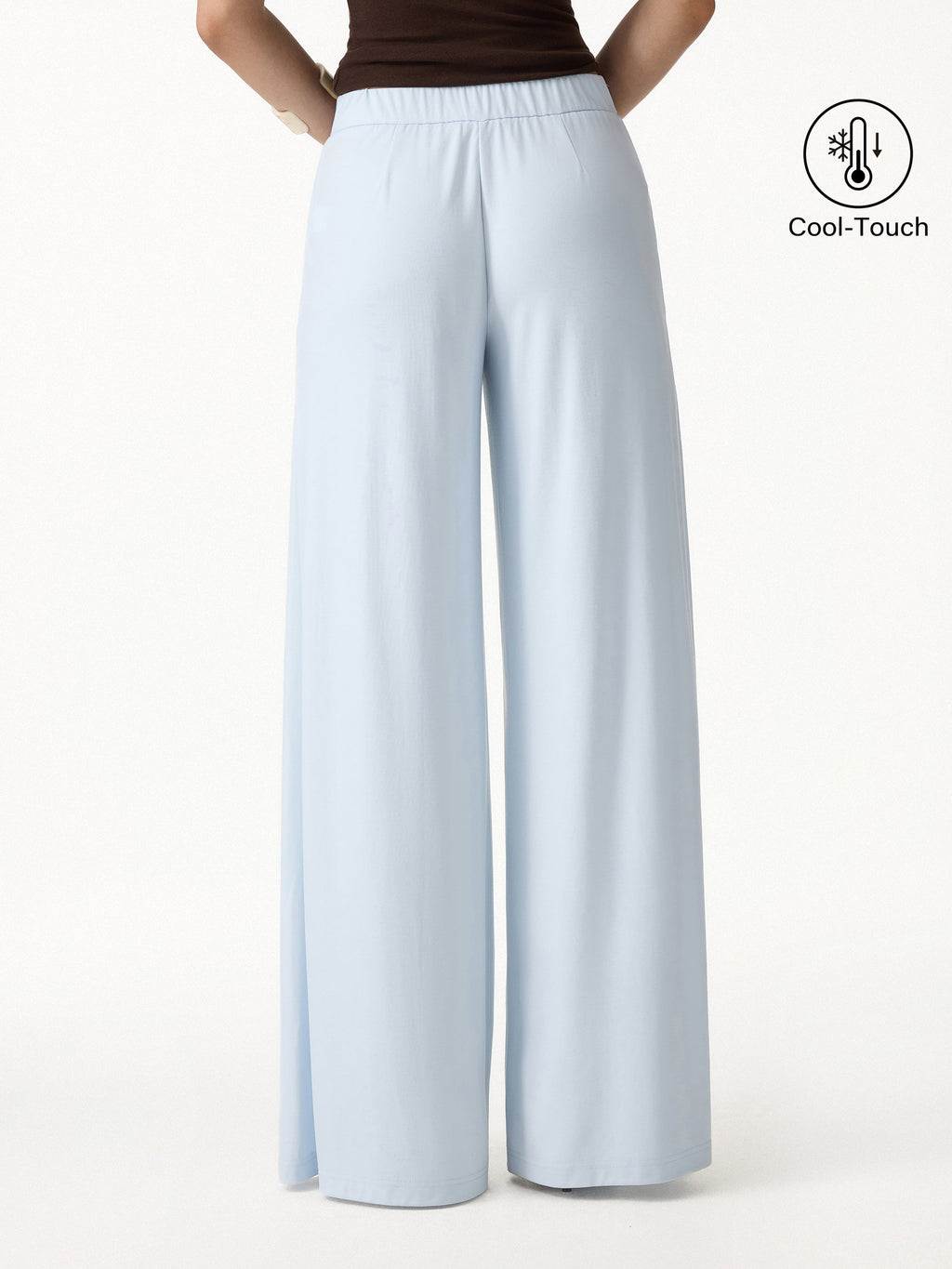 Pantalón Ponte Tiro Medio Pierna Ancha con Bolsillos