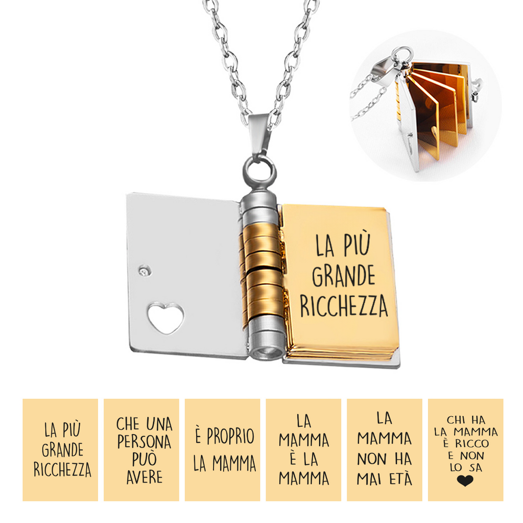 Collar Libro con Dedicatoria ✨ Para Ti Mamá
