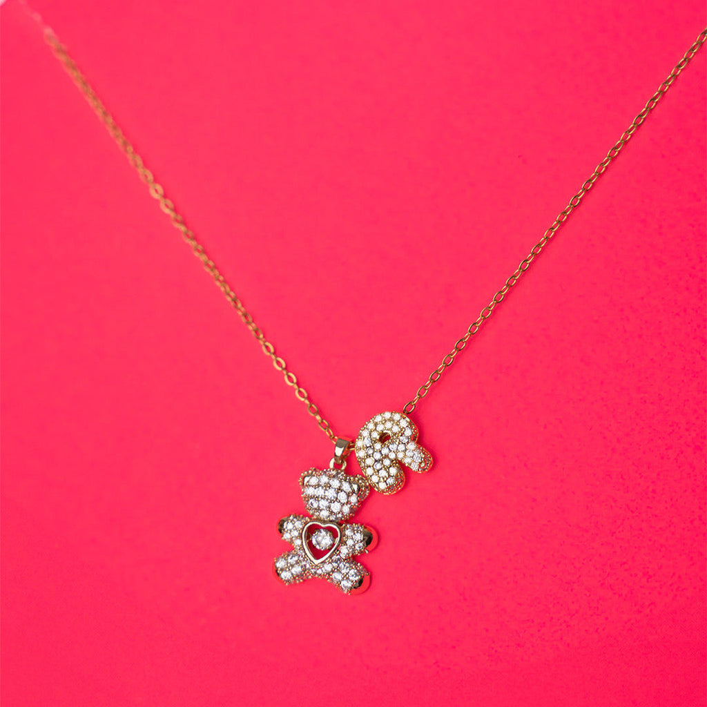 Collar con Osito y Letras Bubble ✨ Collar Mamá Oso