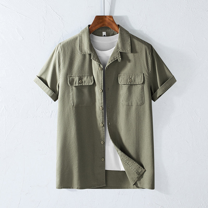 Carlos | Camisa de Lino con Cuello Cubano