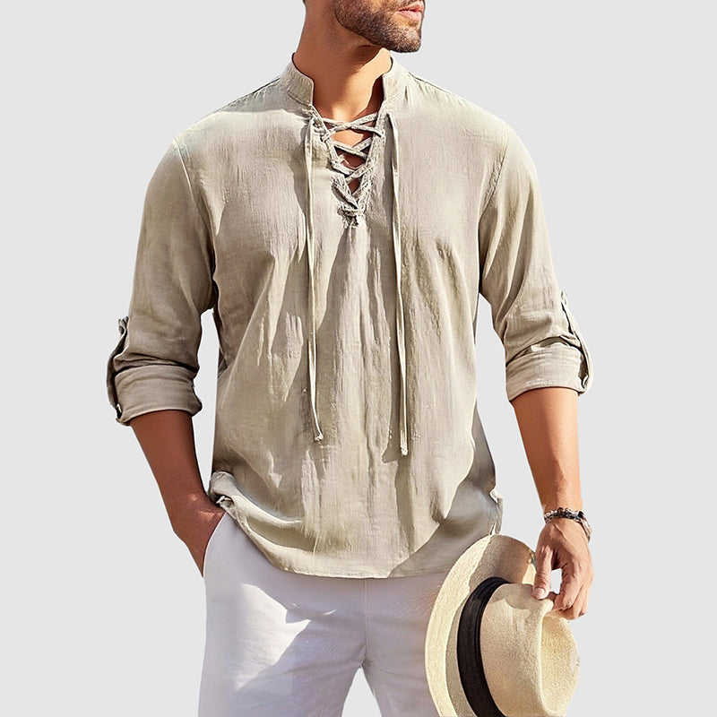 Carlos | Camisa de Algodón con Cordones