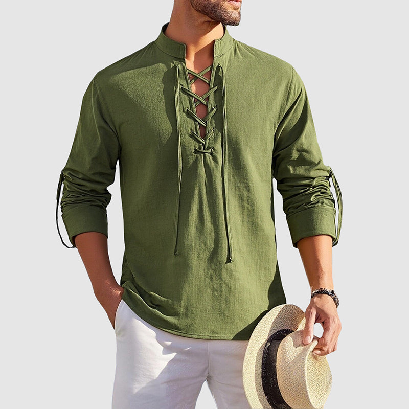 Carlos | Camisa de Algodón con Cordones