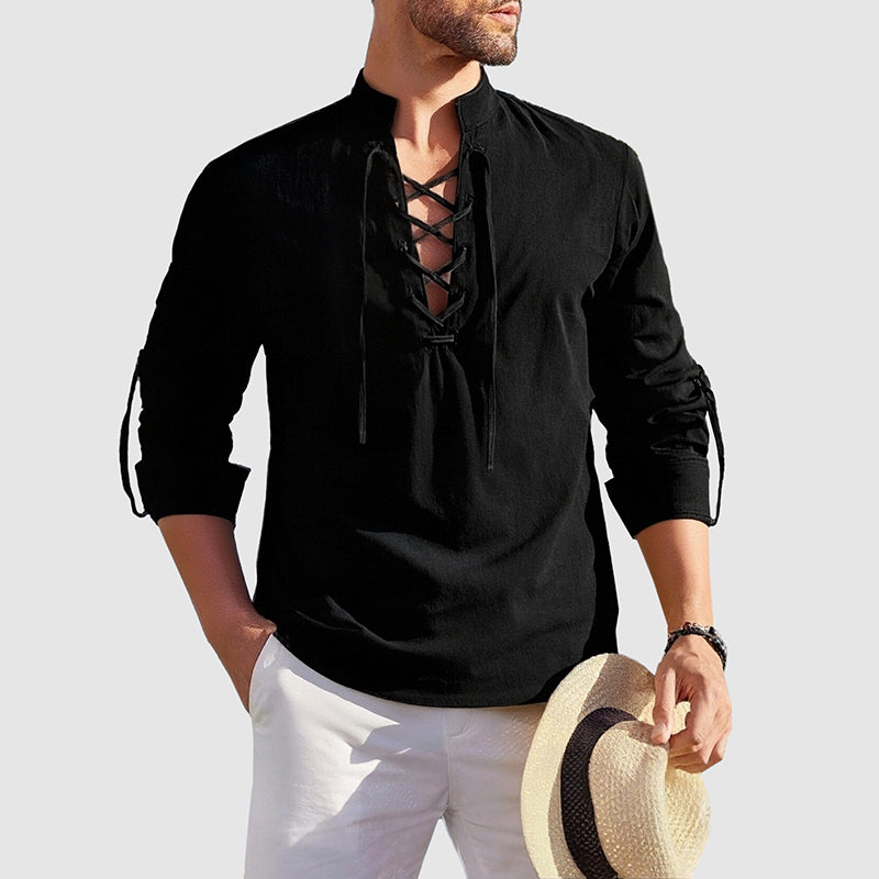 Carlos | Camisa de Algodón con Cordones