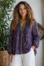 Wena - Blusa de Manga Larga con Botones para Mujer