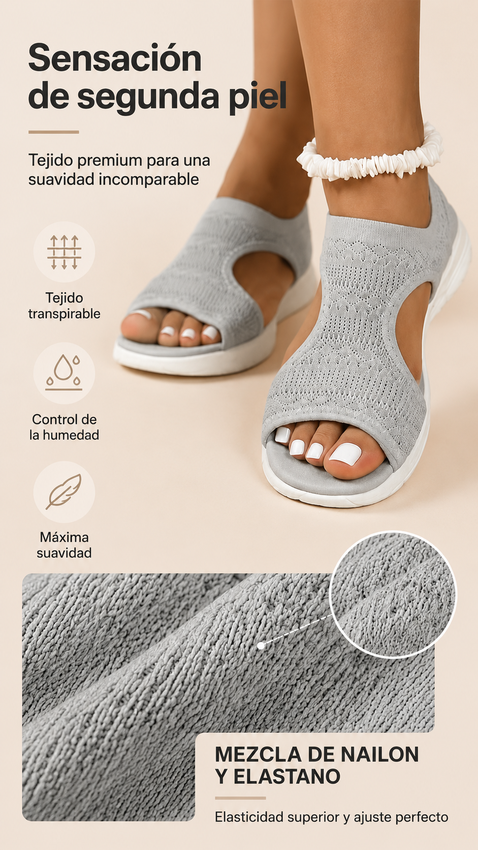 Sandalias de Verano Cómodas, Transpirables, Planas y con Punta Abierta para Mujer