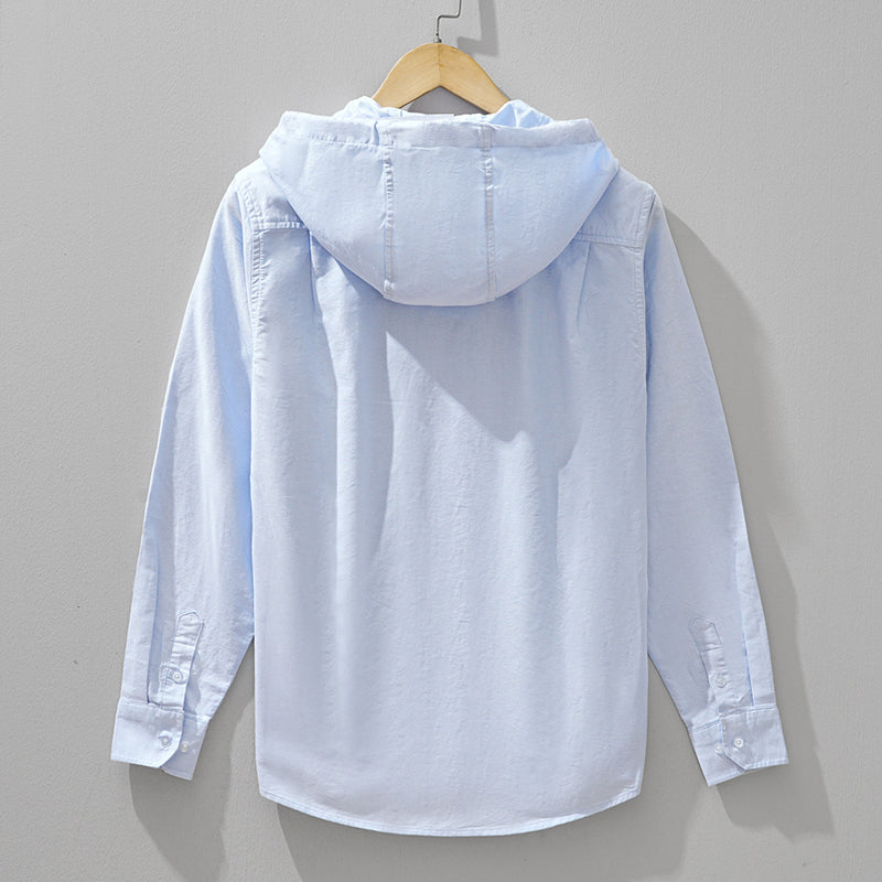 Camisa de Algodón con Capucha y Cremallera