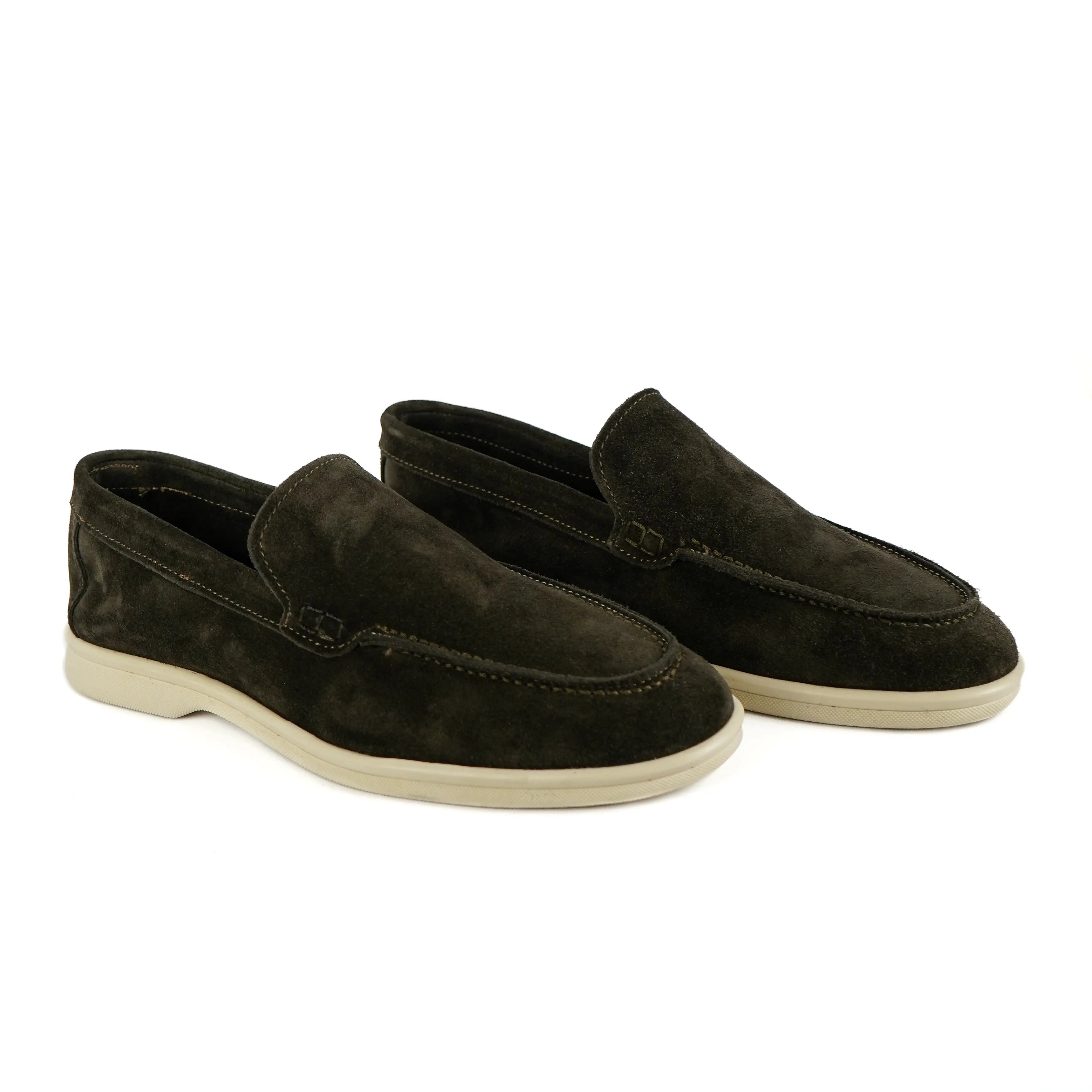 Mocasines Portofino en Ante Verde Oscuro