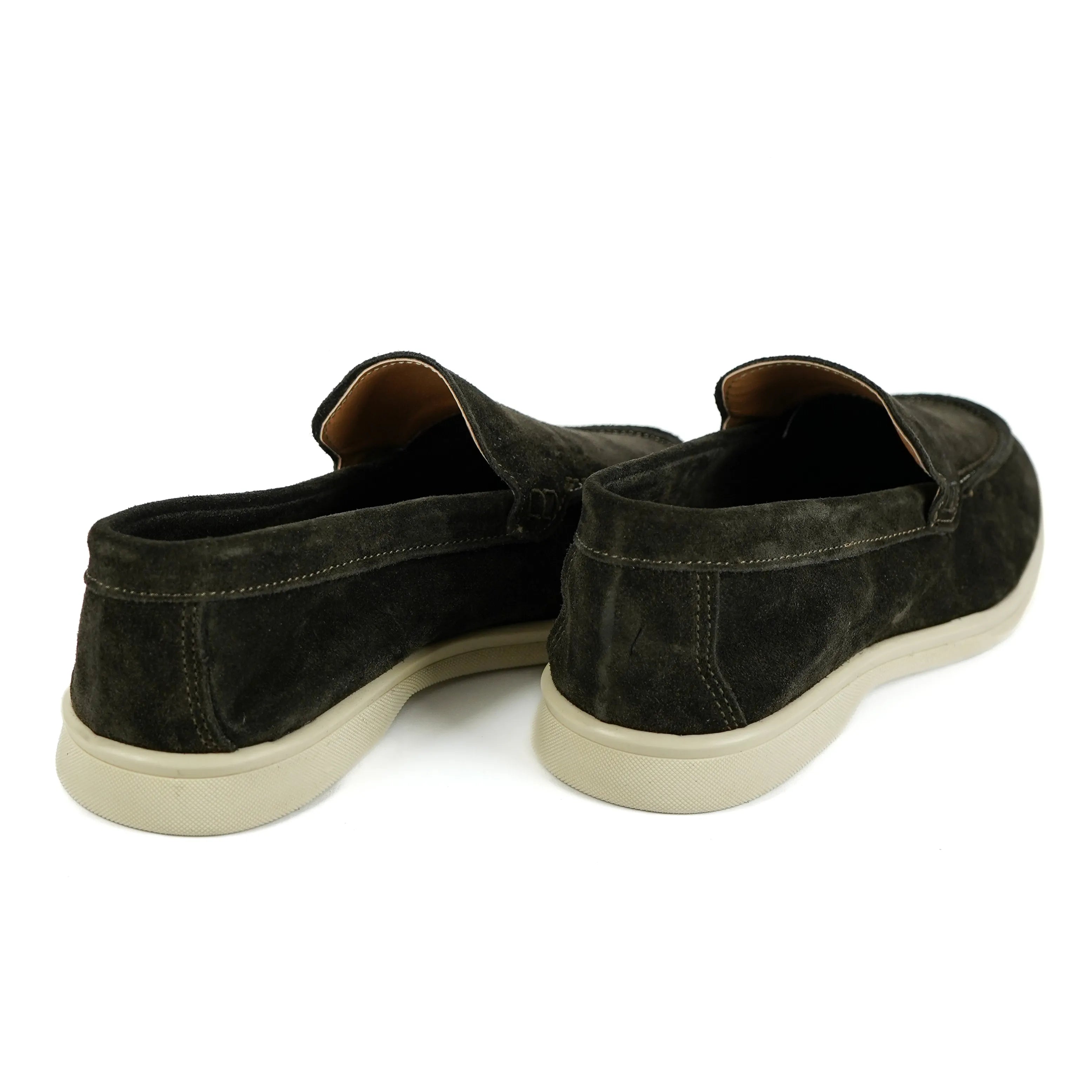 Mocasines Portofino en Ante Verde Oscuro
