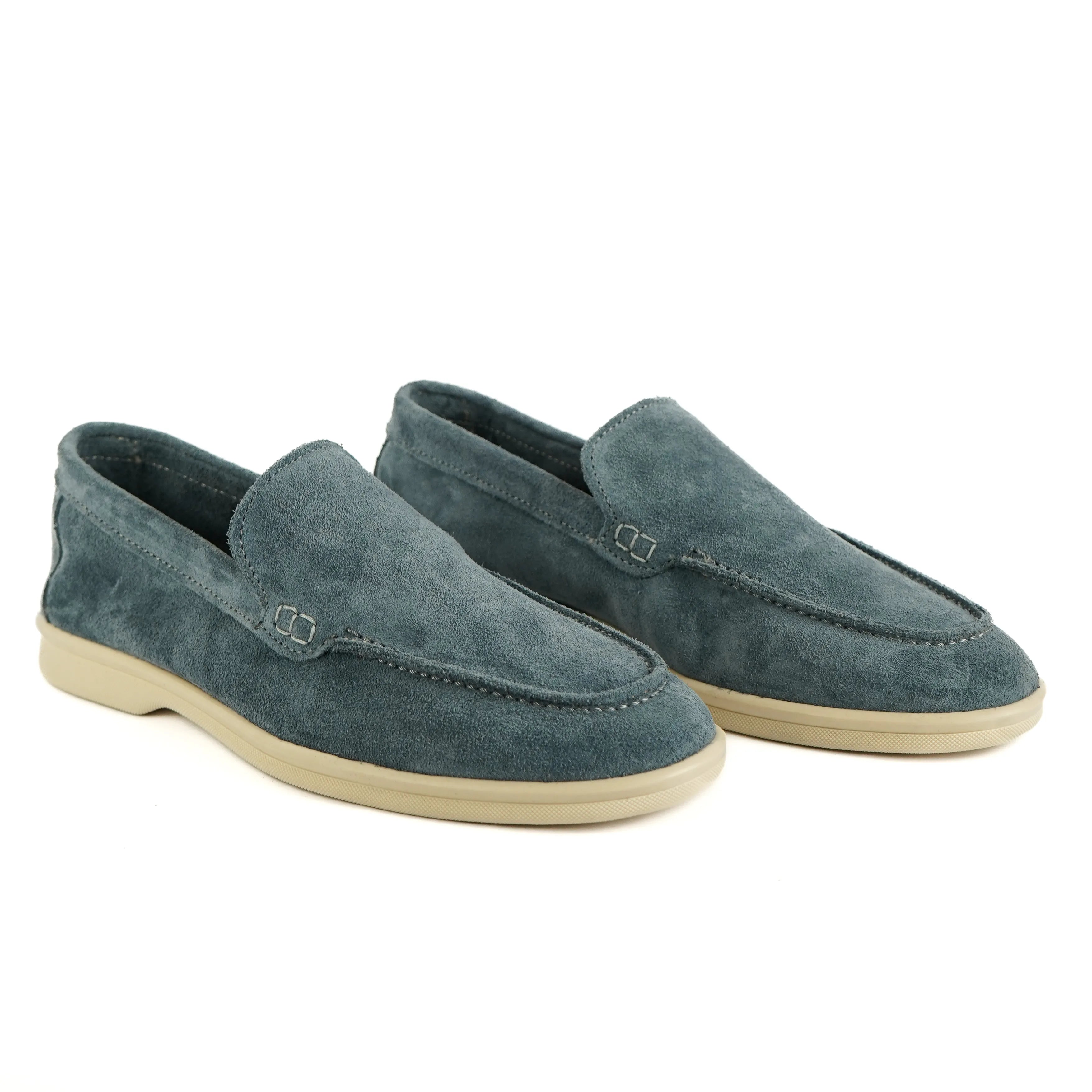 Mocasines Portofino en Ante Azul Celeste