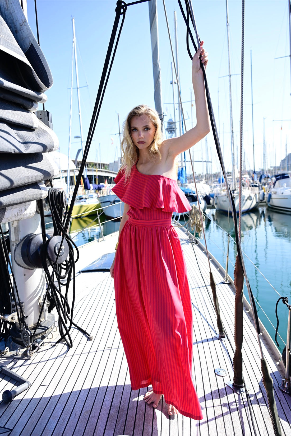 FALDA CELINE RED STRIPES