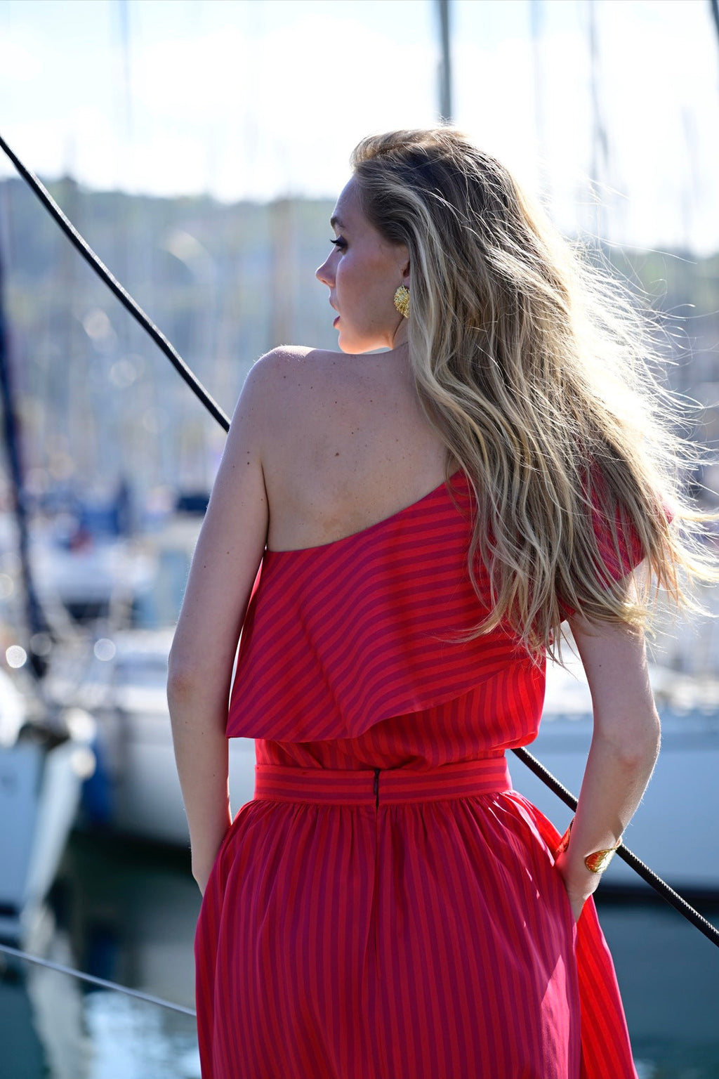 FALDA CELINE RED STRIPES