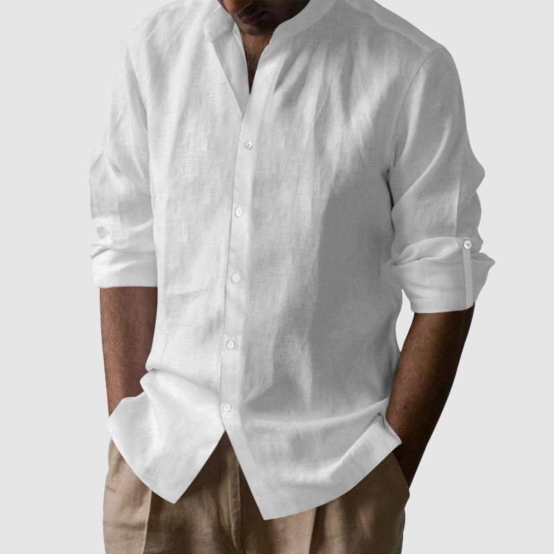 Franco | Camisa de Algodón con Cuello Mao