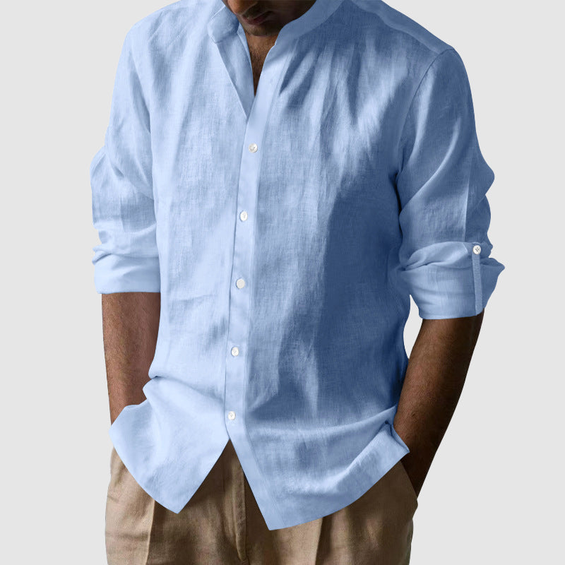 Franco | Camisa de Algodón con Cuello Mao