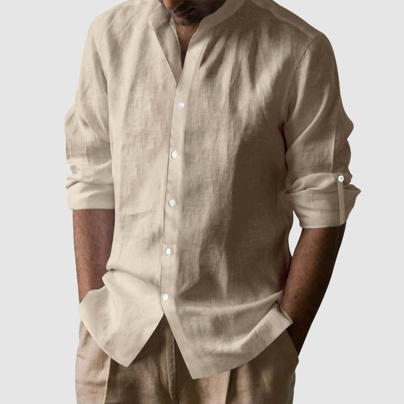 Franco | Camisa de Algodón con Cuello Mao