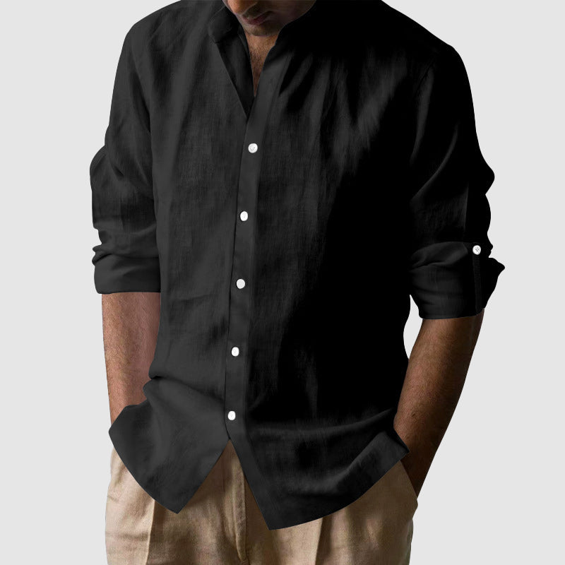 Franco | Camisa de Algodón con Cuello Mao