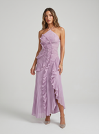 Ariadna | Vestido largo plisado con volantes