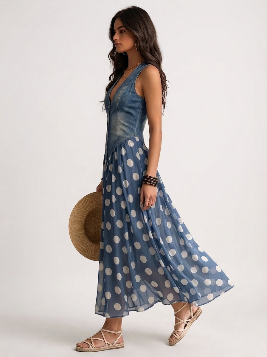 Laura | Vestido Vaquero con Lunares