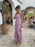 Ariadna | Vestido largo plisado con volantes