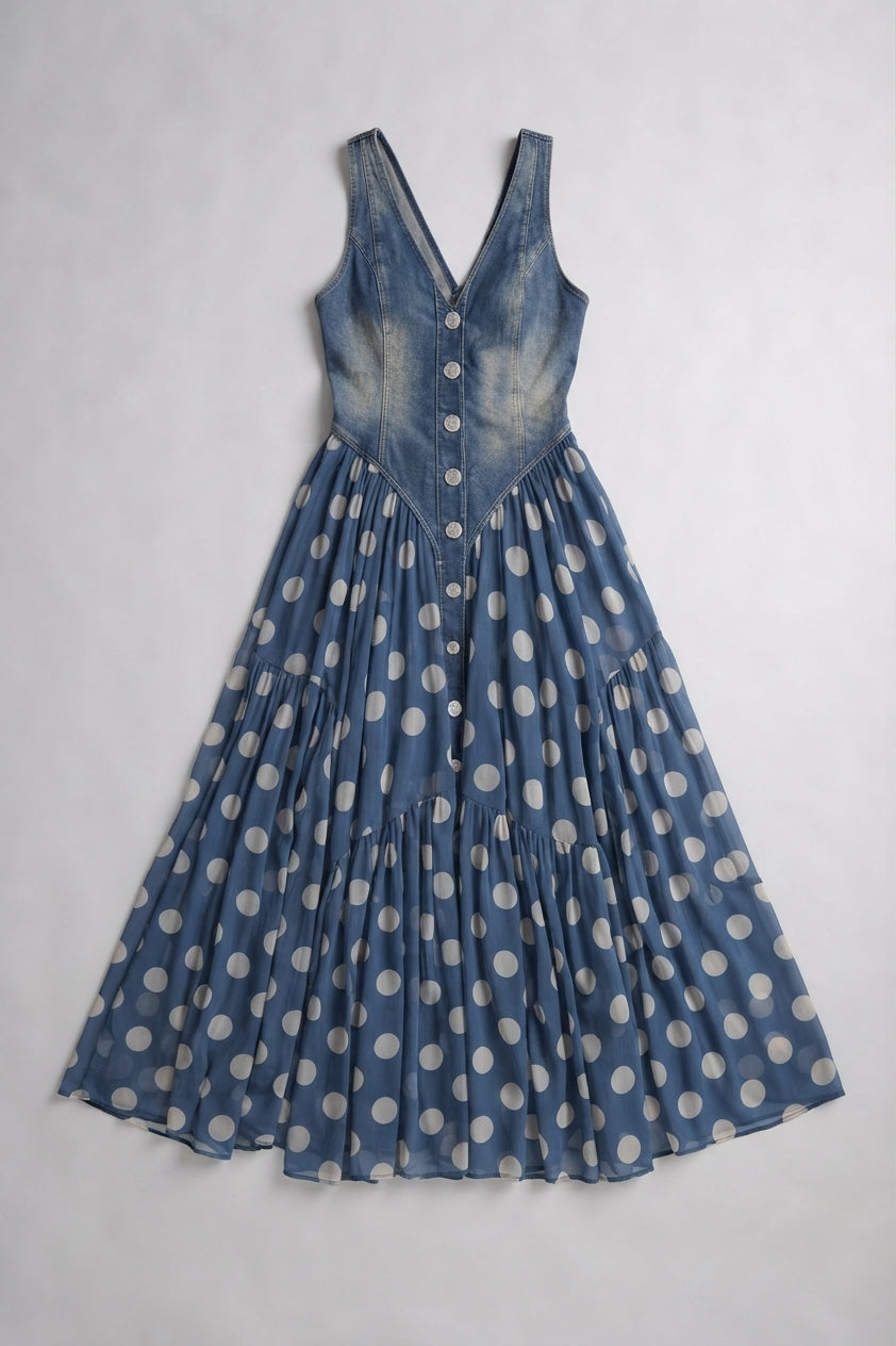 Laura | Vestido Vaquero con Lunares