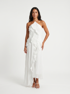 Ariadna | Vestido largo plisado con volantes
