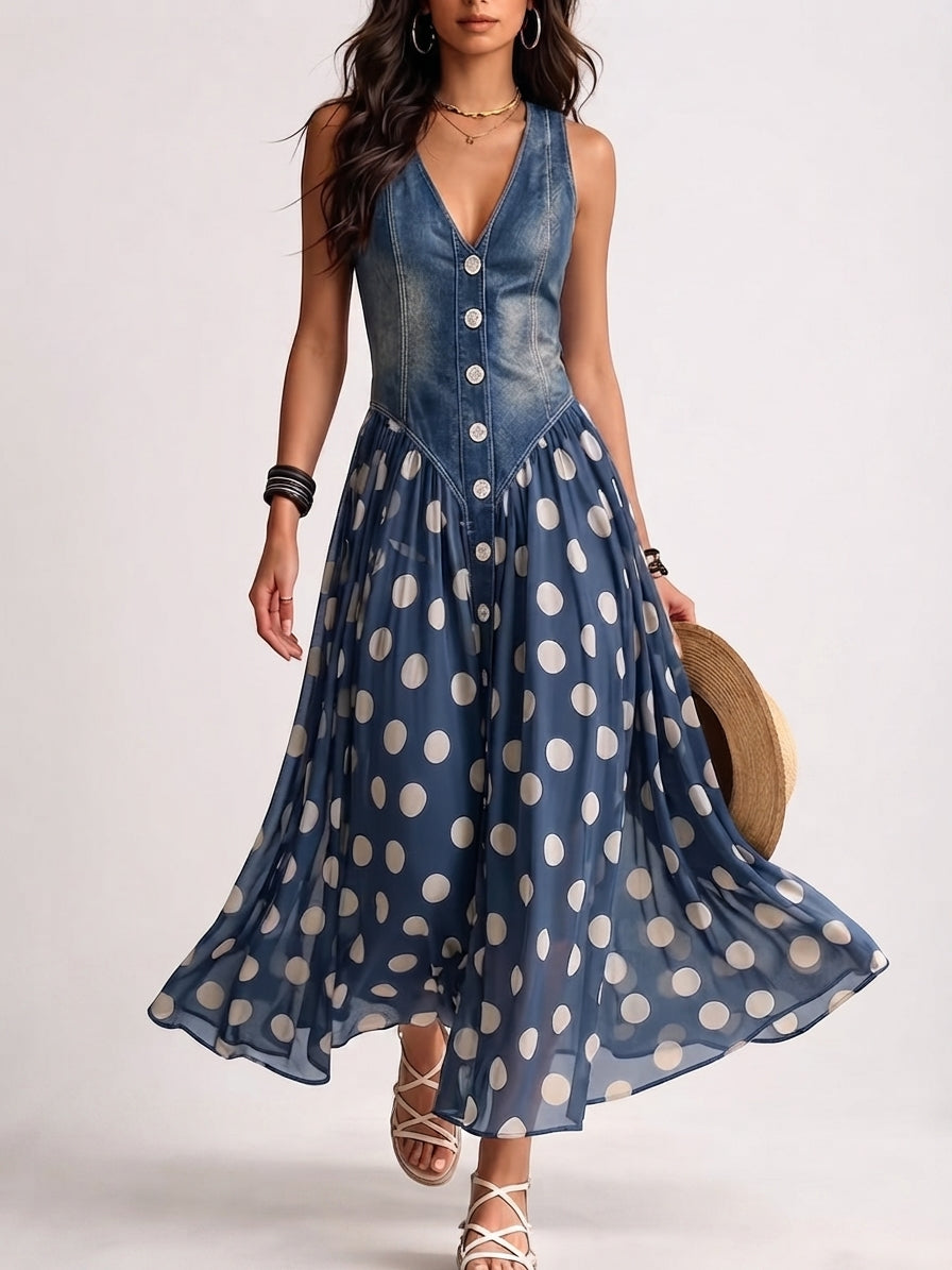 Laura | Vestido Vaquero con Lunares