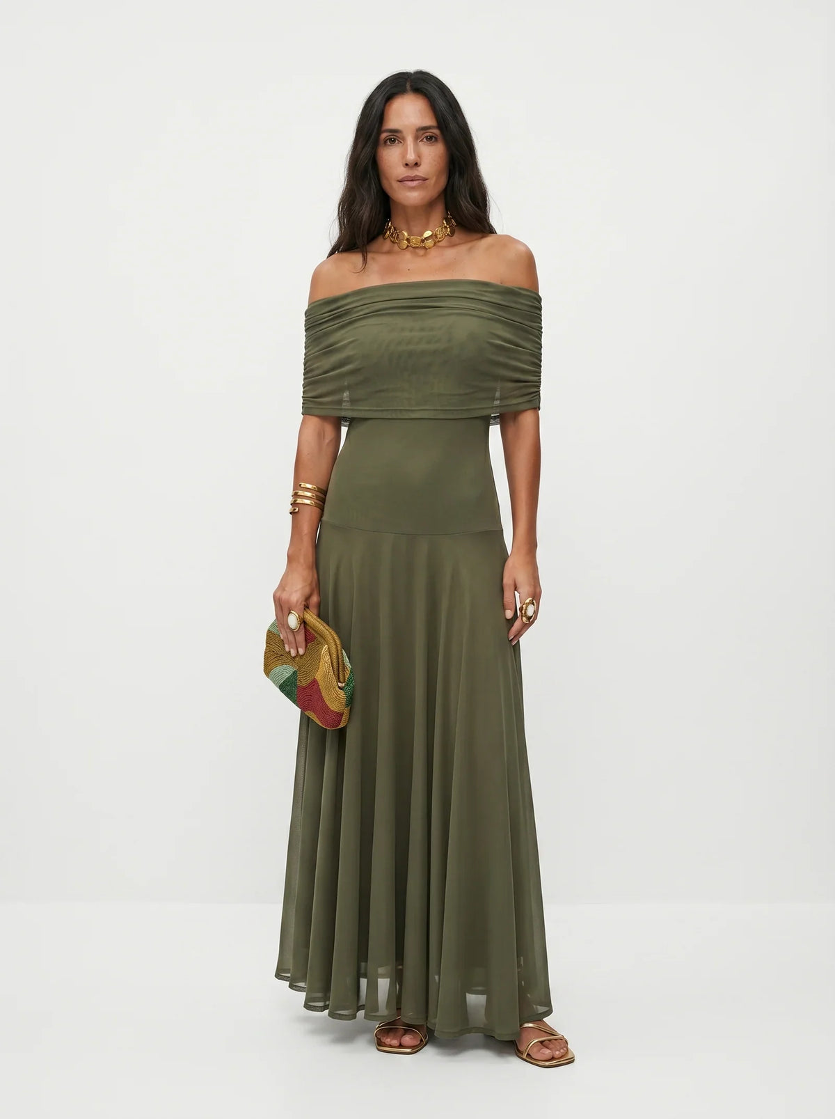 Vestido Maxi Tie-Dye de Un Hombro Elara
