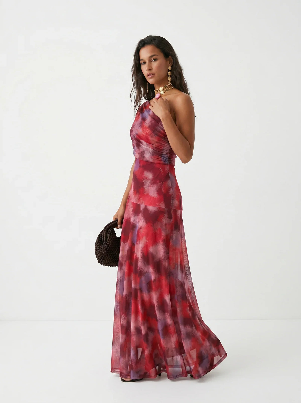 Vestido Maxi Tie-Dye de Un Hombro Elara