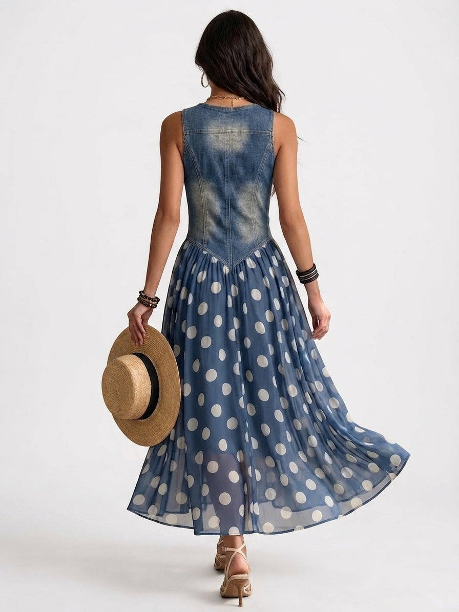 Laura | Vestido Vaquero con Lunares