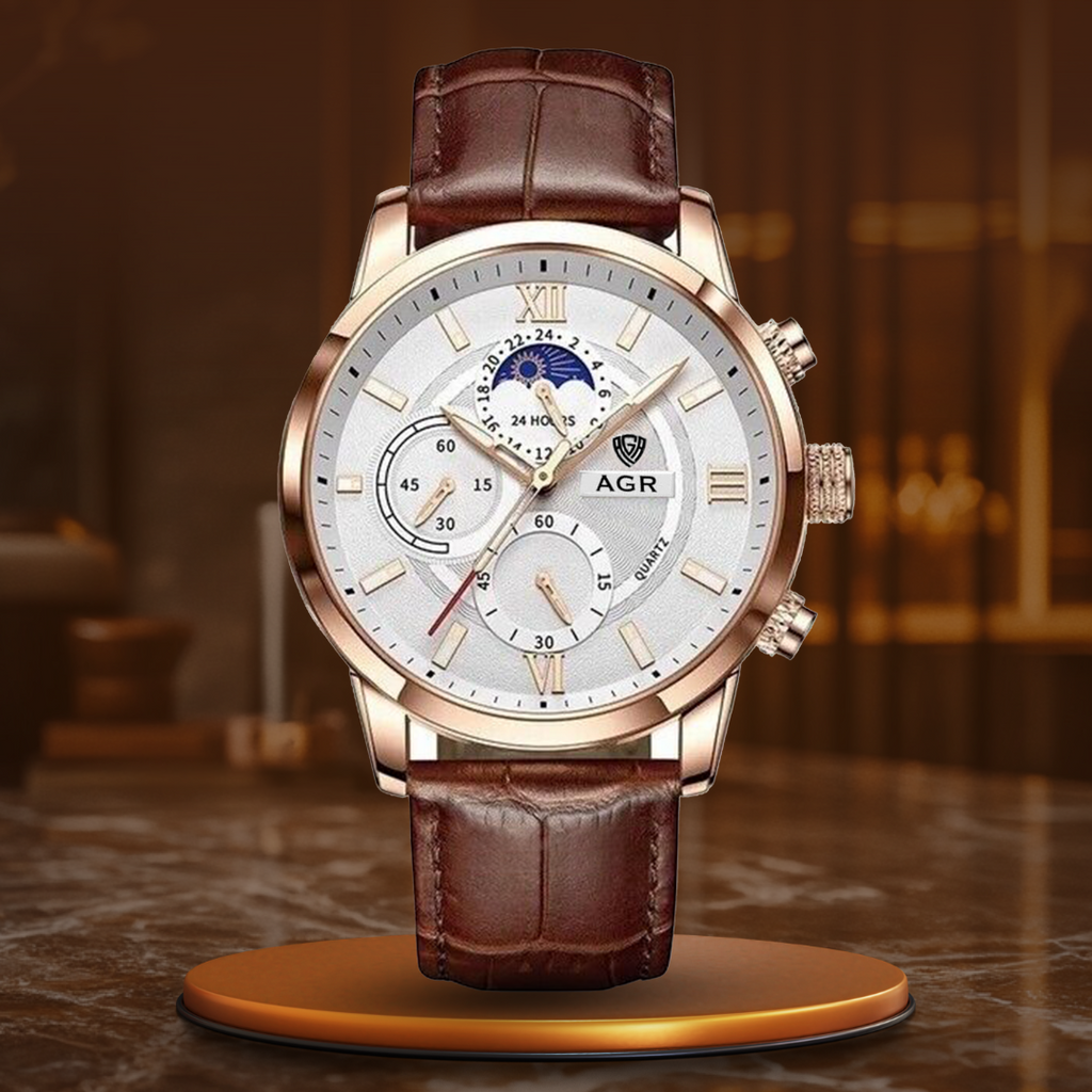 Reloj de Cuarzo con Correa de Cuero de Lujo™ - Olsen & Olsen