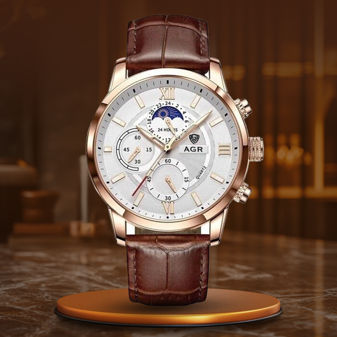 Reloj de Cuarzo con Correa de Cuero de Lujo™ - Olsen & Olsen