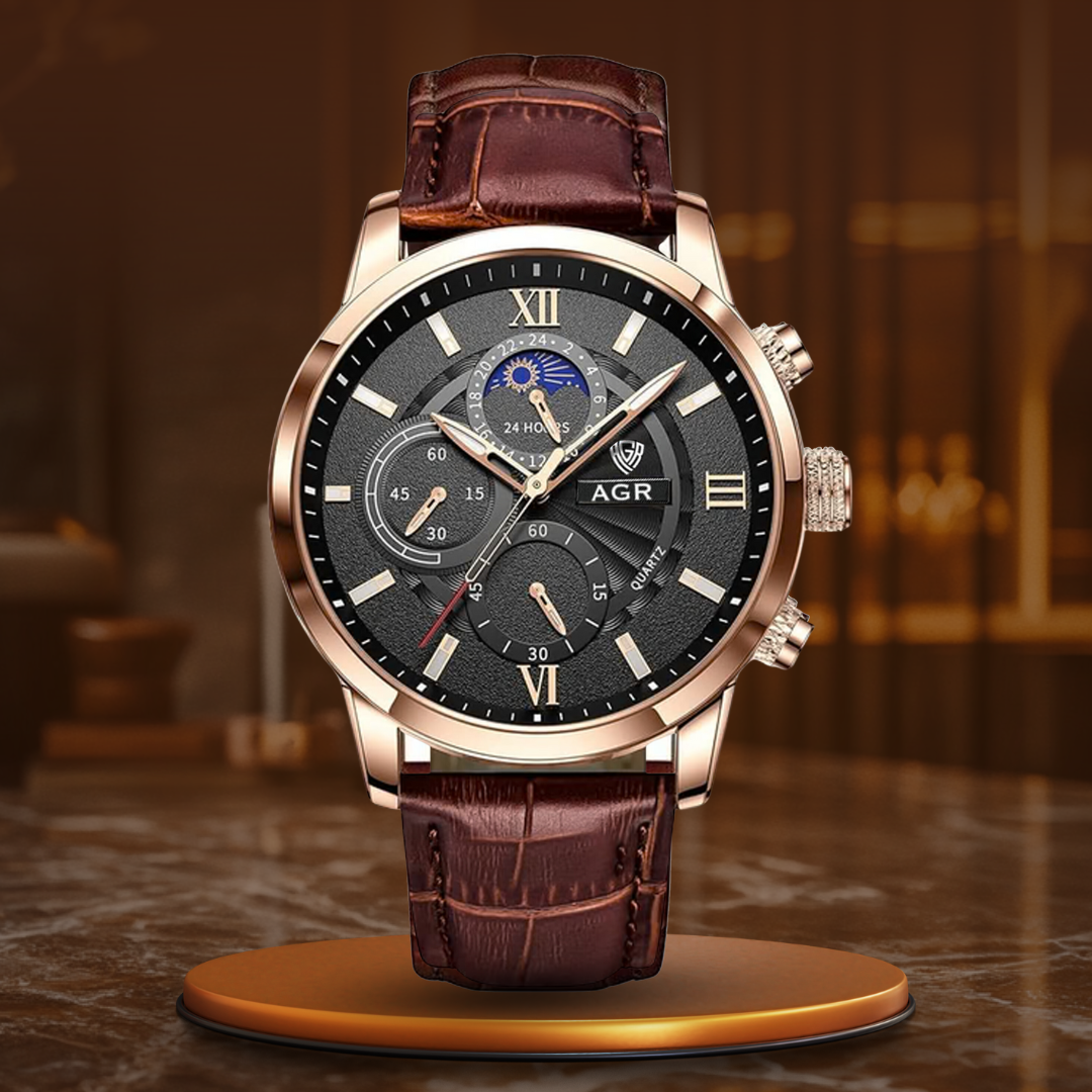 Reloj de Cuarzo con Correa de Cuero de Lujo™ - Olsen & Olsen