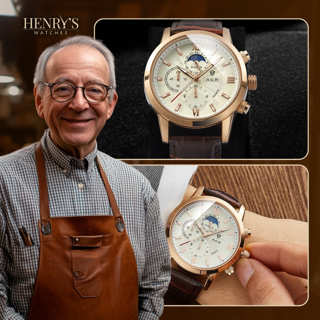 Reloj de Cuarzo con Correa de Cuero de Lujo™ - Olsen & Olsen